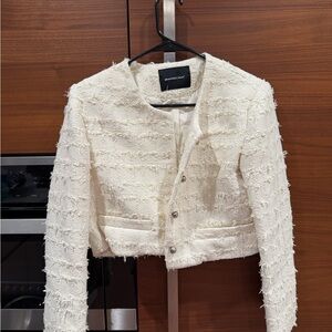 White Textured Women's Jacket